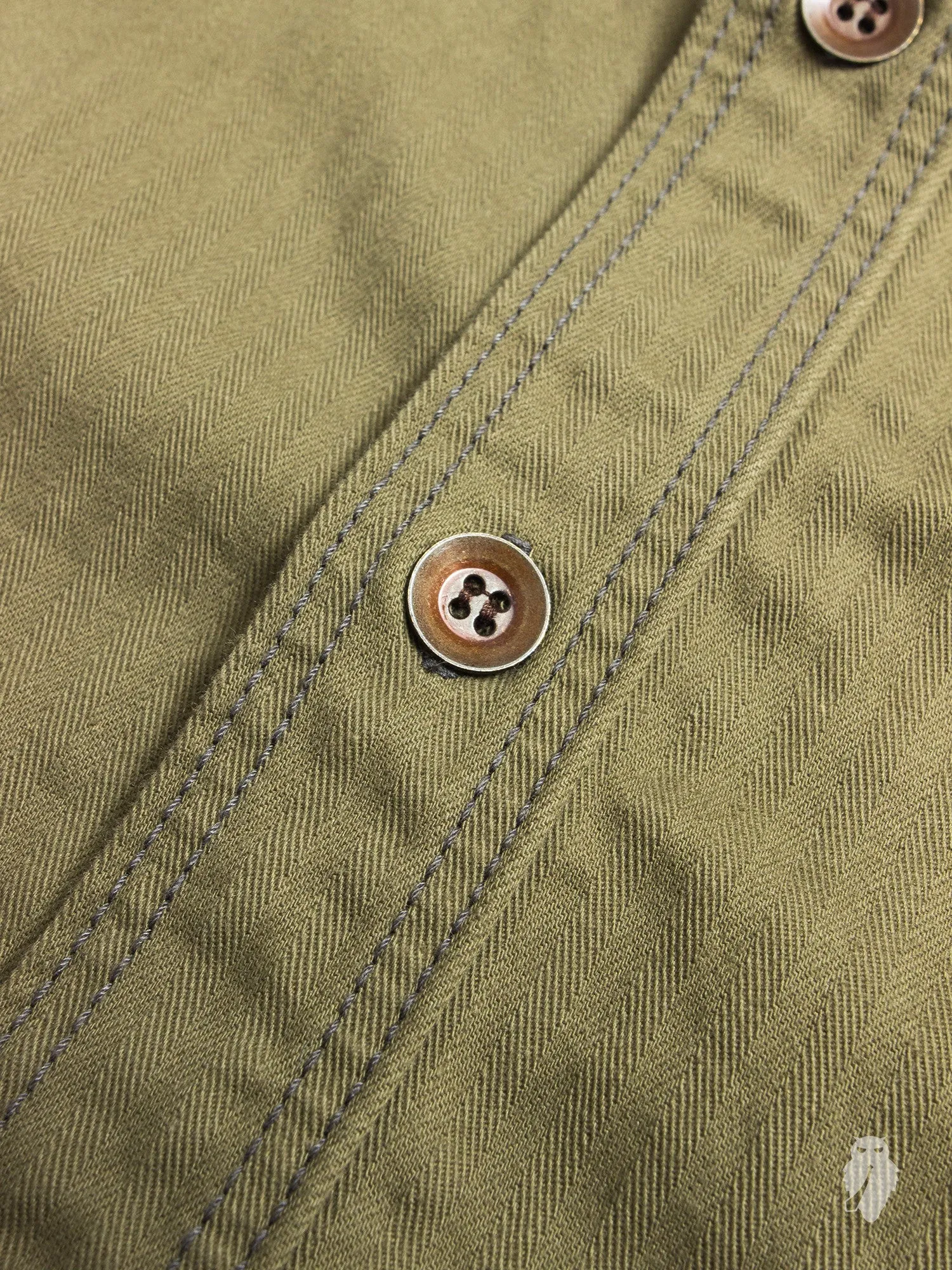 05-124 "Crest" Work Shirt in Olive Herringbone