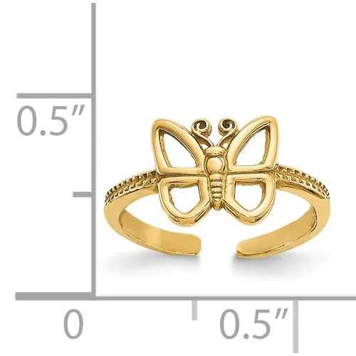 14 KARAT YELLOW GOLD BUTTERFLY TOE RING