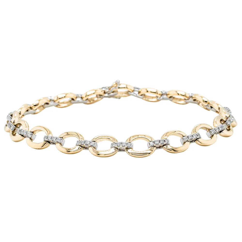 14ct Yellow Gold .50ct Diamond Oval Link Bracelet