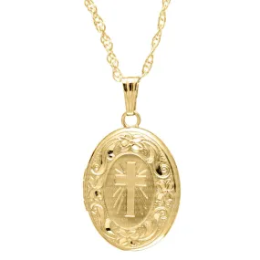 14k Locket with Embossed Cross