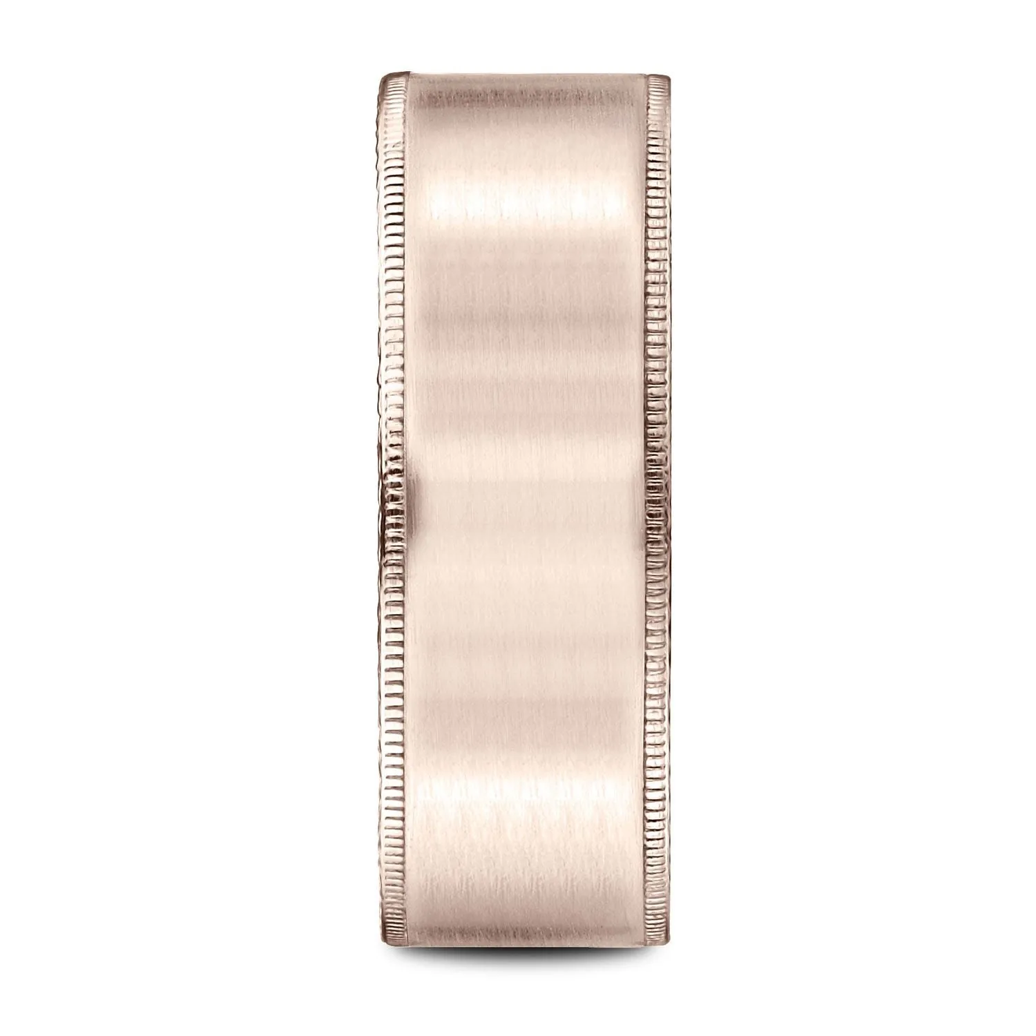 14k Rose Gold 8mm Comfort-fit Riveted Edge Satin Finish Design Band