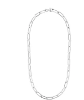 38 inches Sterling Silver Squared Paperclip Link Chain with Lobster Clasp.