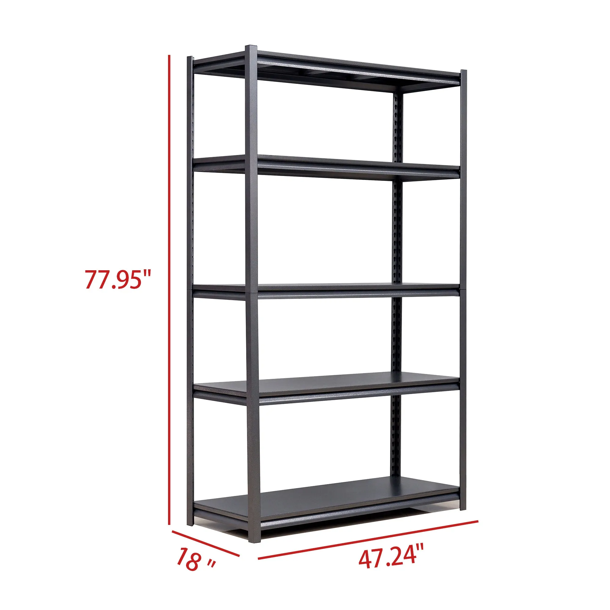 5-Tier Adjustable Metal Shelving Unit, Heavy Duty Shelving Utility Rack for Garage Basement Kitchen Pantry Closet 47.2"W x 18"D x 77.9"H