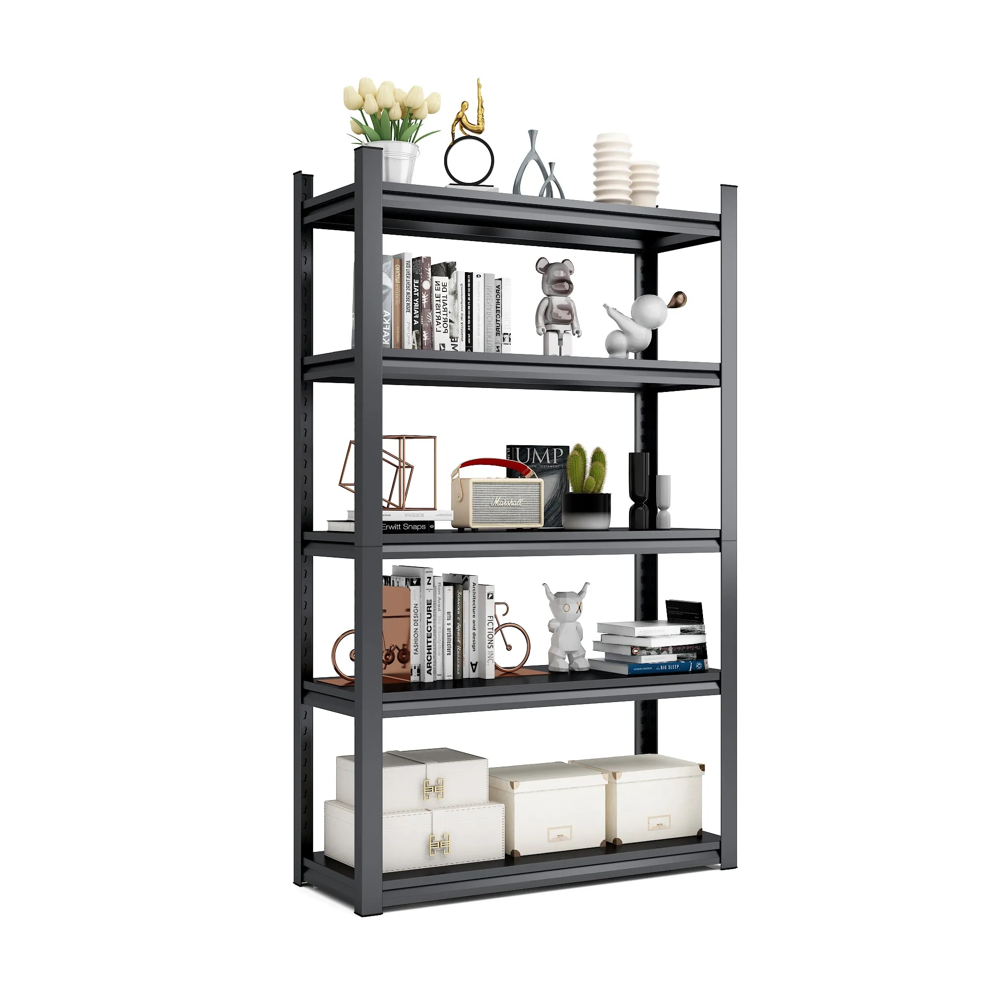 5-Tier Adjustable Metal Shelving Unit, Heavy Duty Shelving Utility Rack for Garage Basement Kitchen Pantry Closet 47.2"W x 18"D x 77.9"H