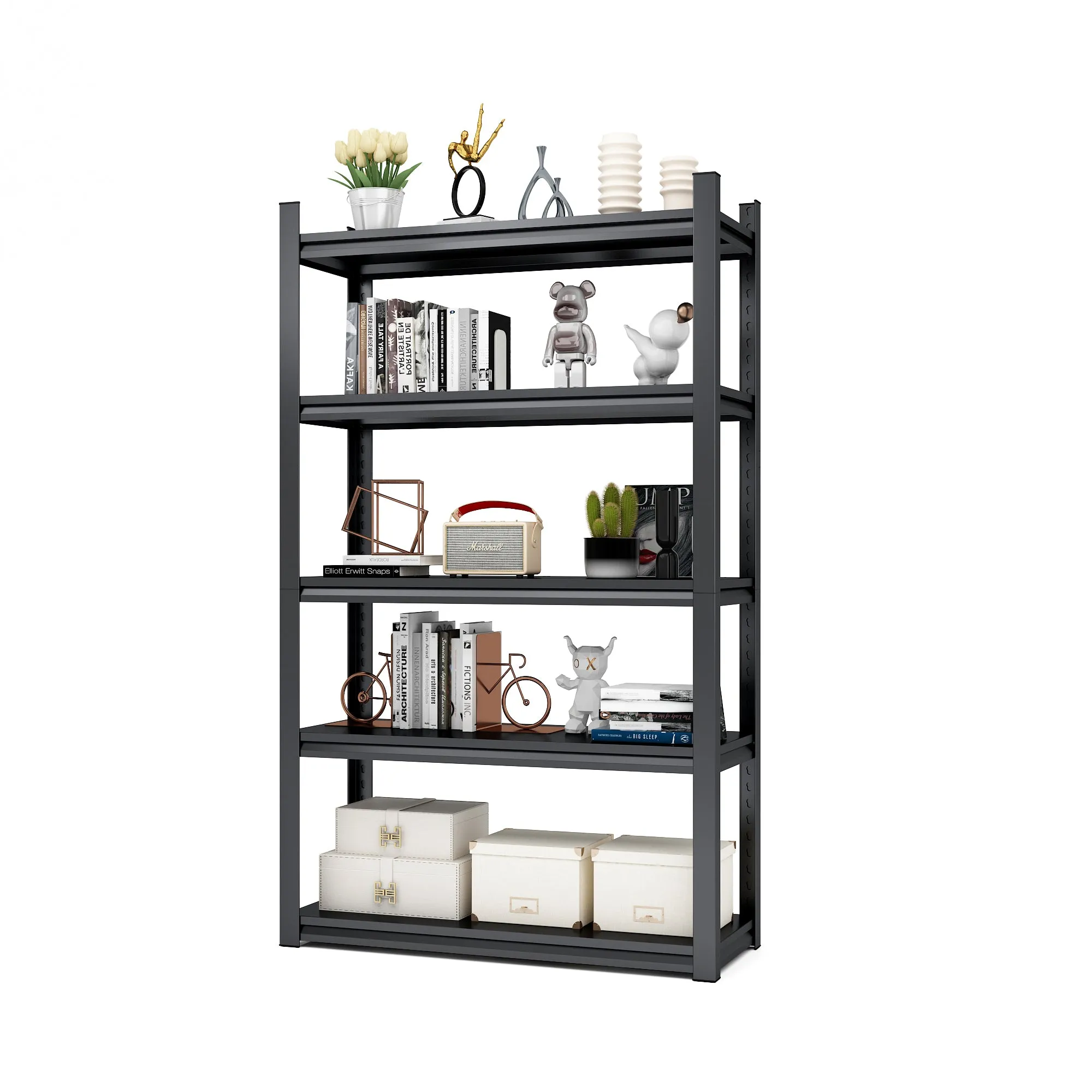 5-Tier Adjustable Metal Shelving Unit, Heavy Duty Shelving Utility Rack for Garage Basement Kitchen Pantry Closet 47.2"W x 18"D x 77.9"H