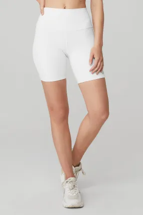 7 High-Waist Biker Short - White