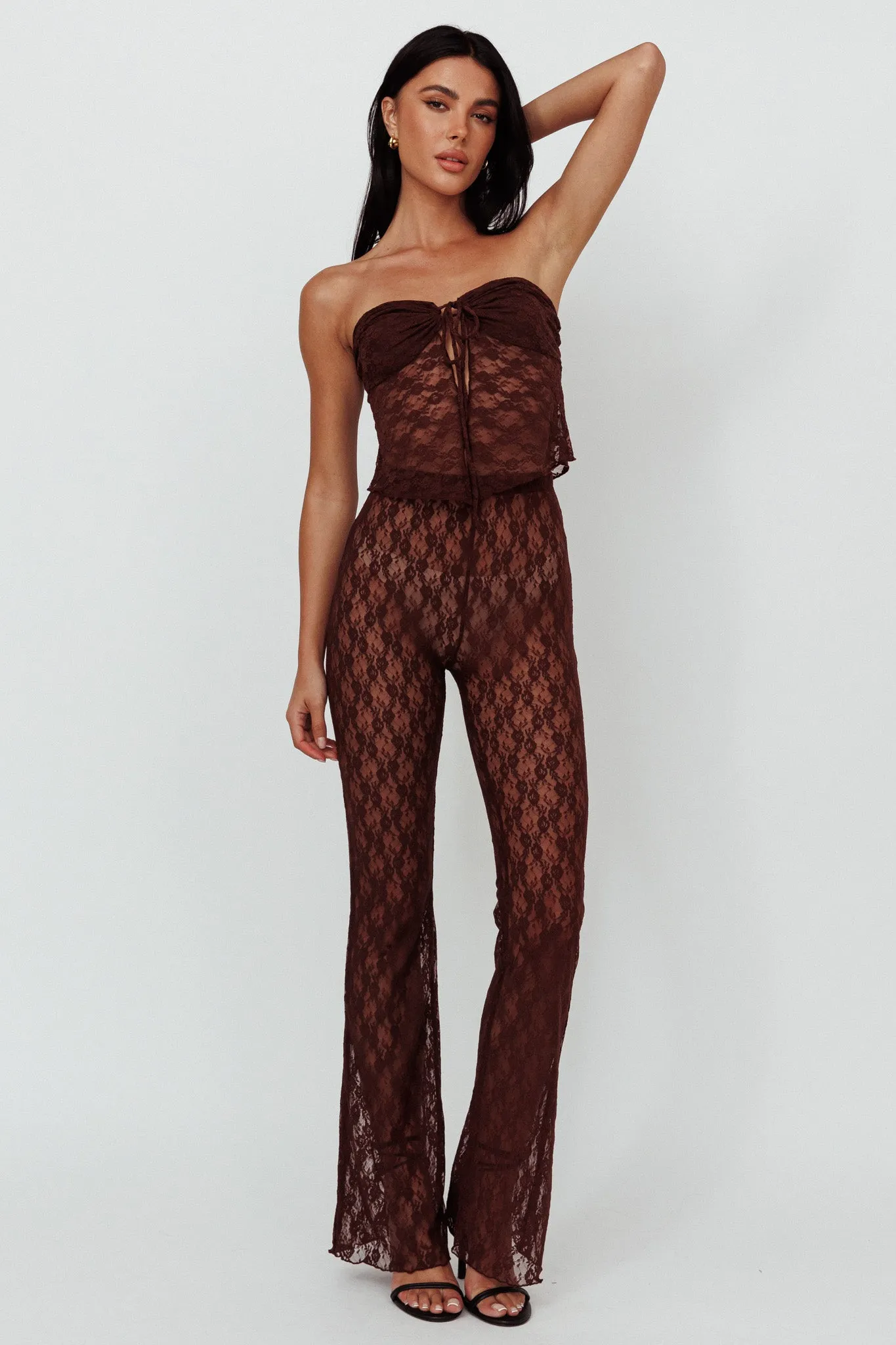 A La Mode Lace Pants Brown