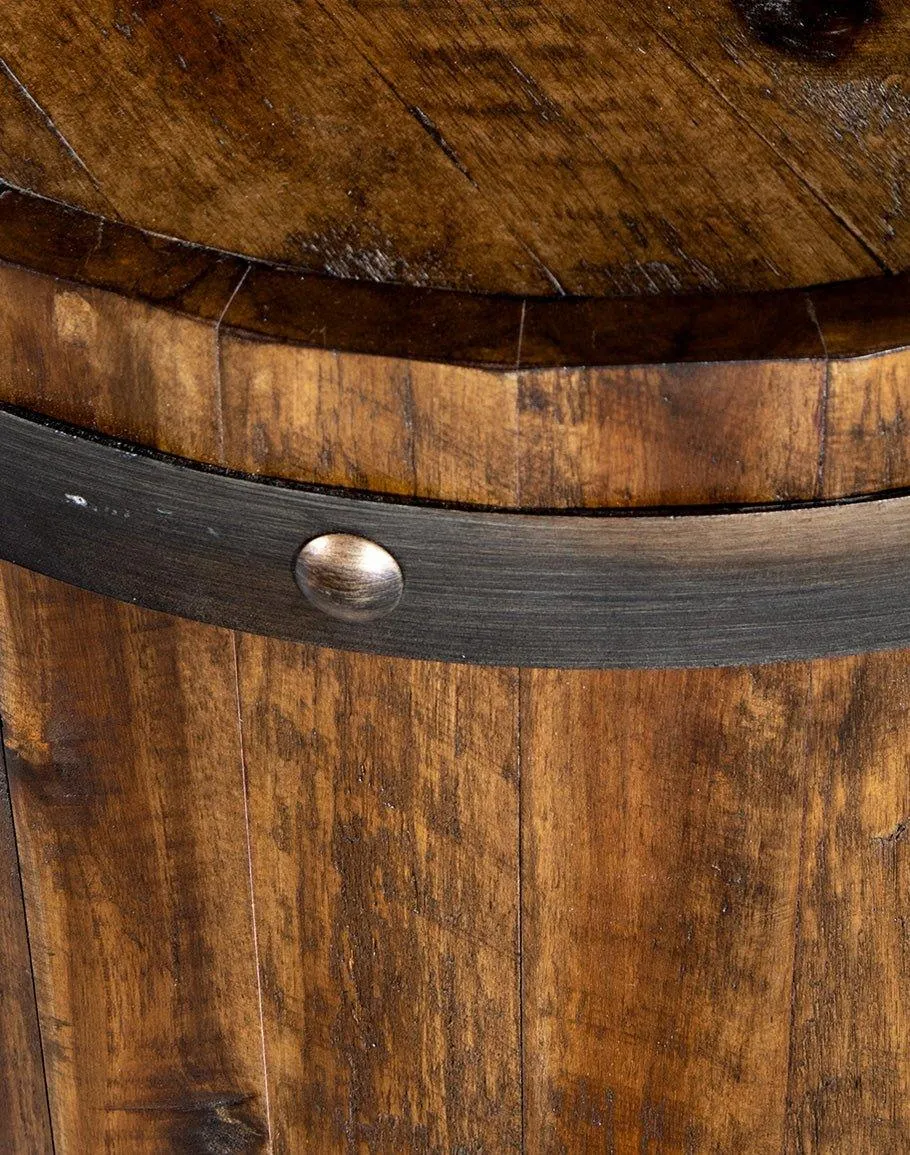 Acacia Wood Rustic Barrel End Table