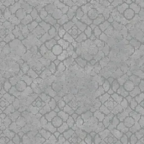 Aged Quatrefoil Silver Wallpaper from the Emporium Collection