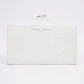 Alexander McQueen Croc Embossed Leather Knuckle Clutch White Leather