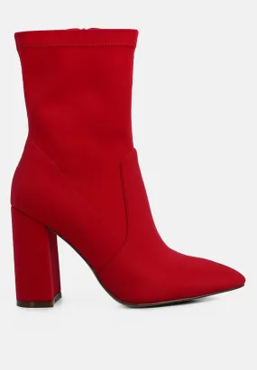 Ankle Lycra Block Heeled Boots By Ruw