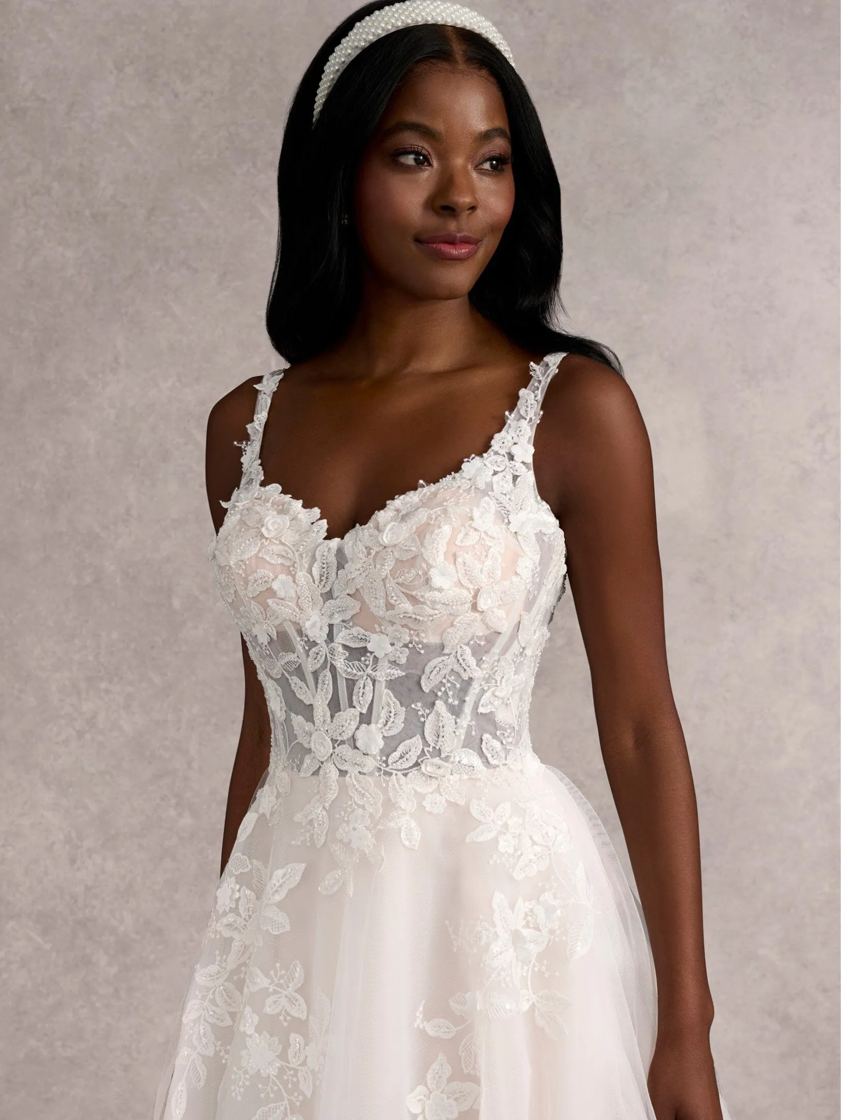 Applique Sleeveless Wedding Gown by Adrianna Papell 31261