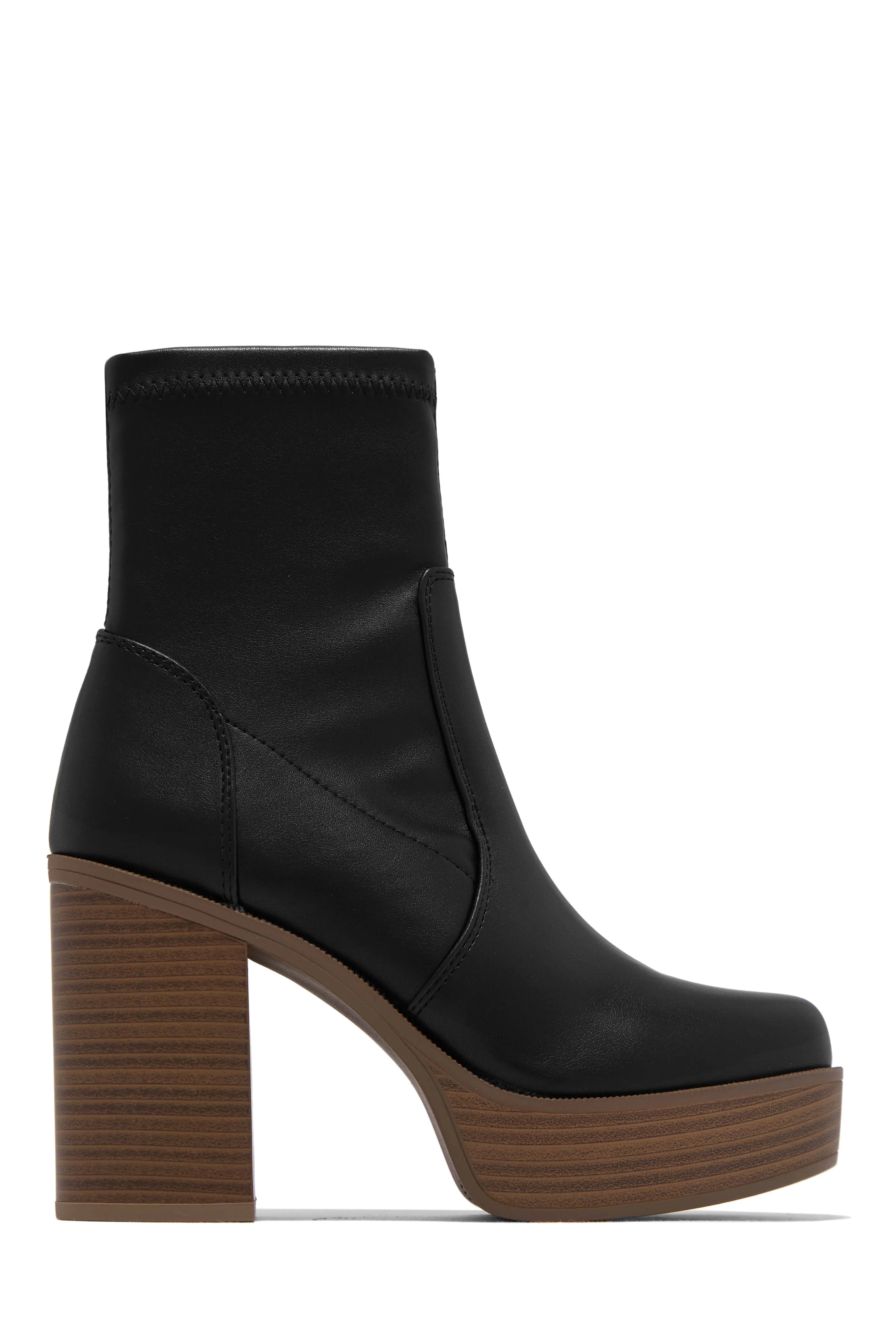 Aspen Block Heel Platform Ankle Boots - Bone