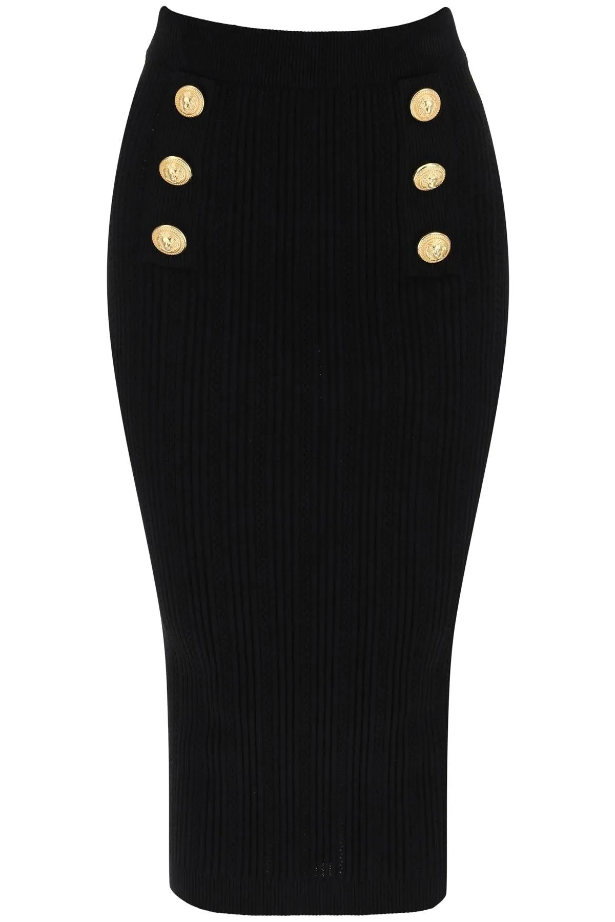 BALMAIN knitted midi skirt with embossed