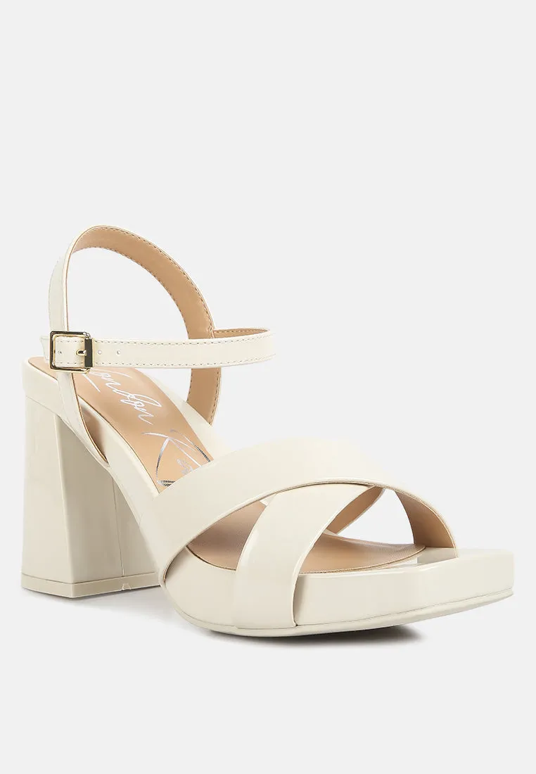 Baxter Criss Cross Block Heels Sandals By Ruw