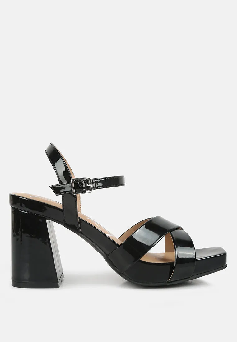 Baxter Criss Cross Block Heels Sandals By Ruw