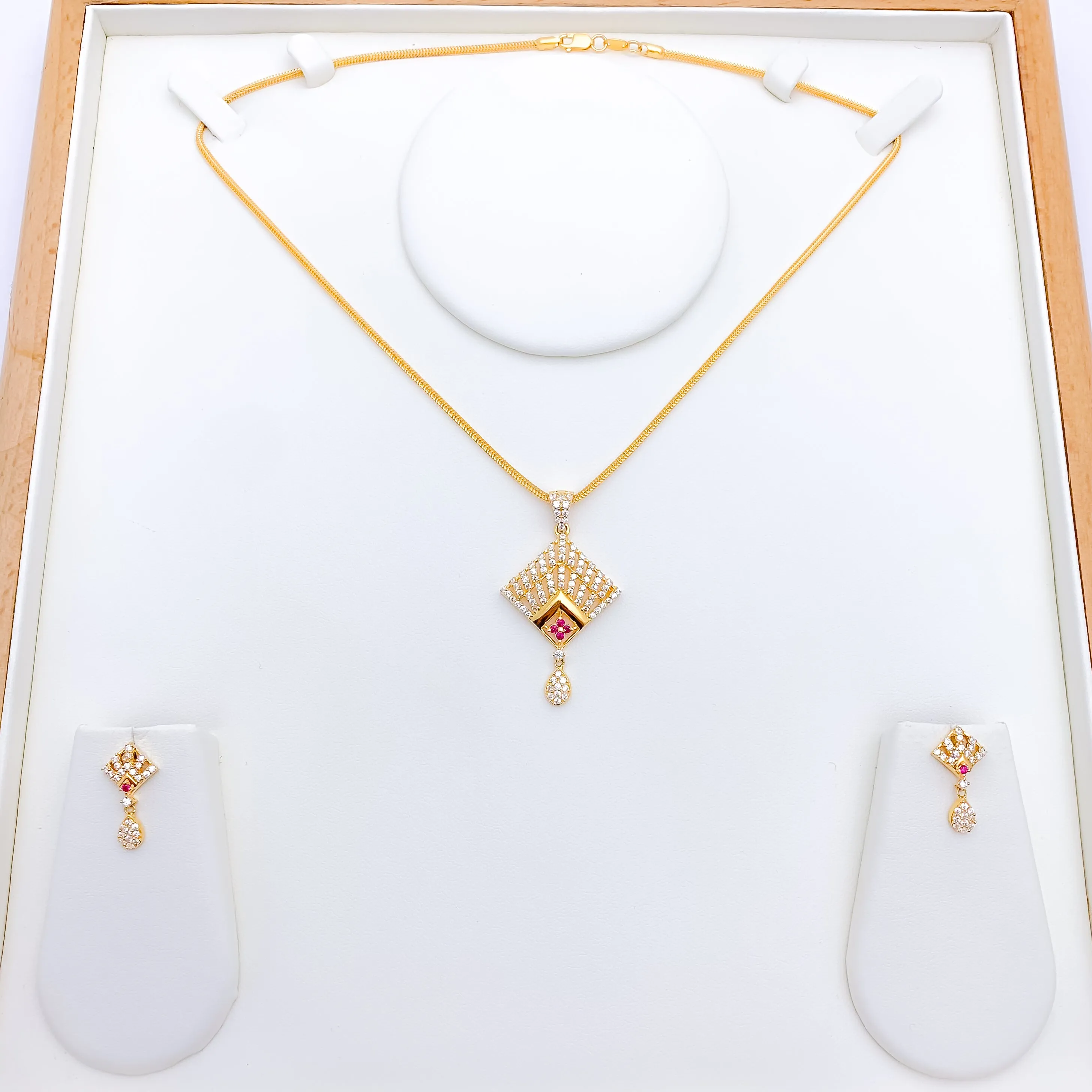 Beautiful Squared CZ Pendant Set