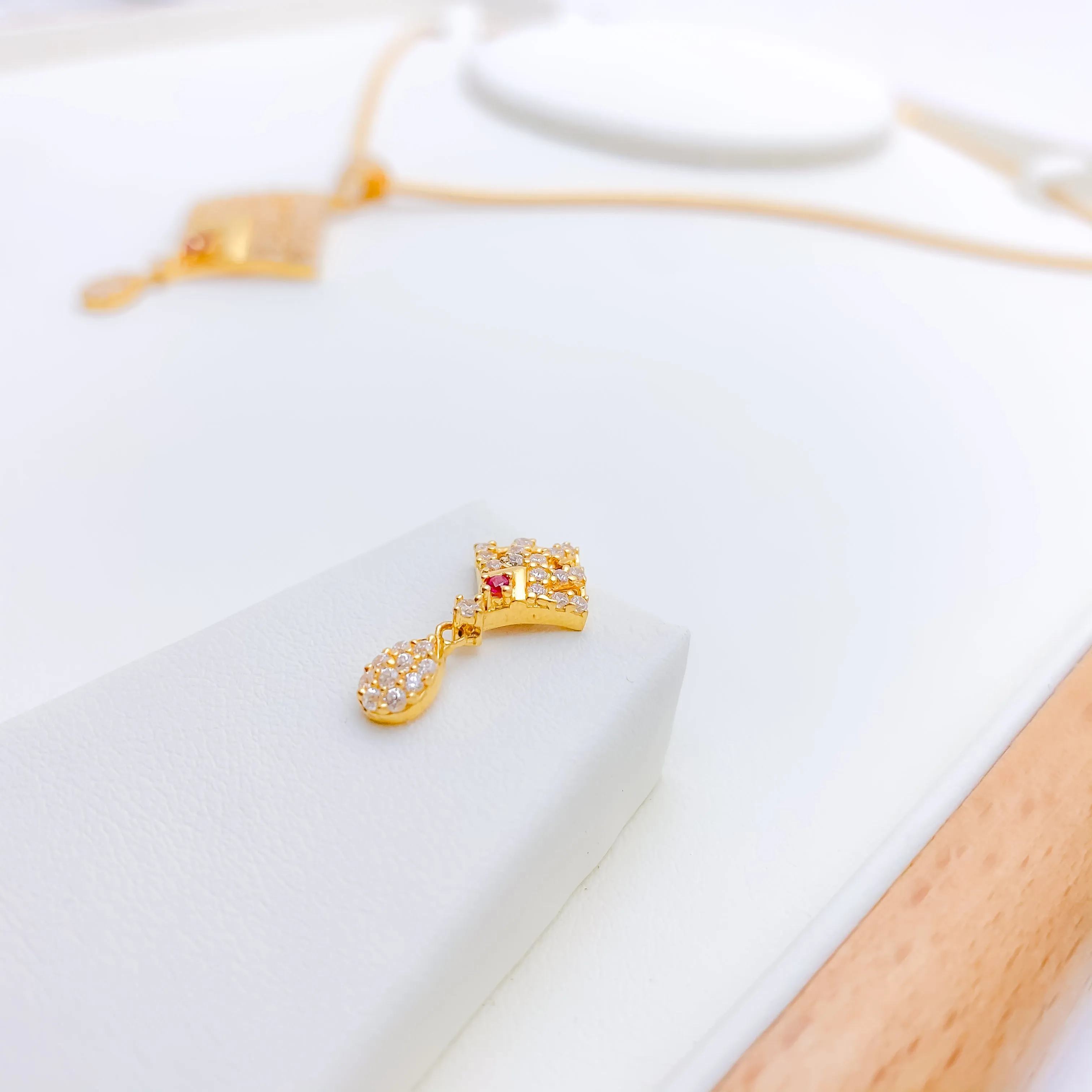 Beautiful Squared CZ Pendant Set