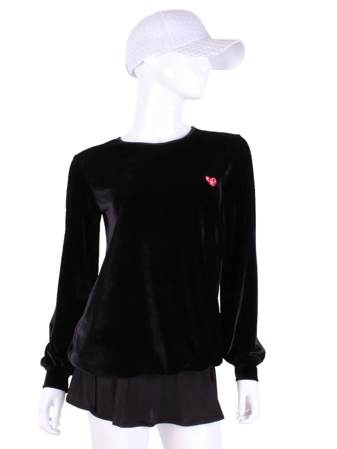 Black Velvet Long Sleeve Warm Up Top