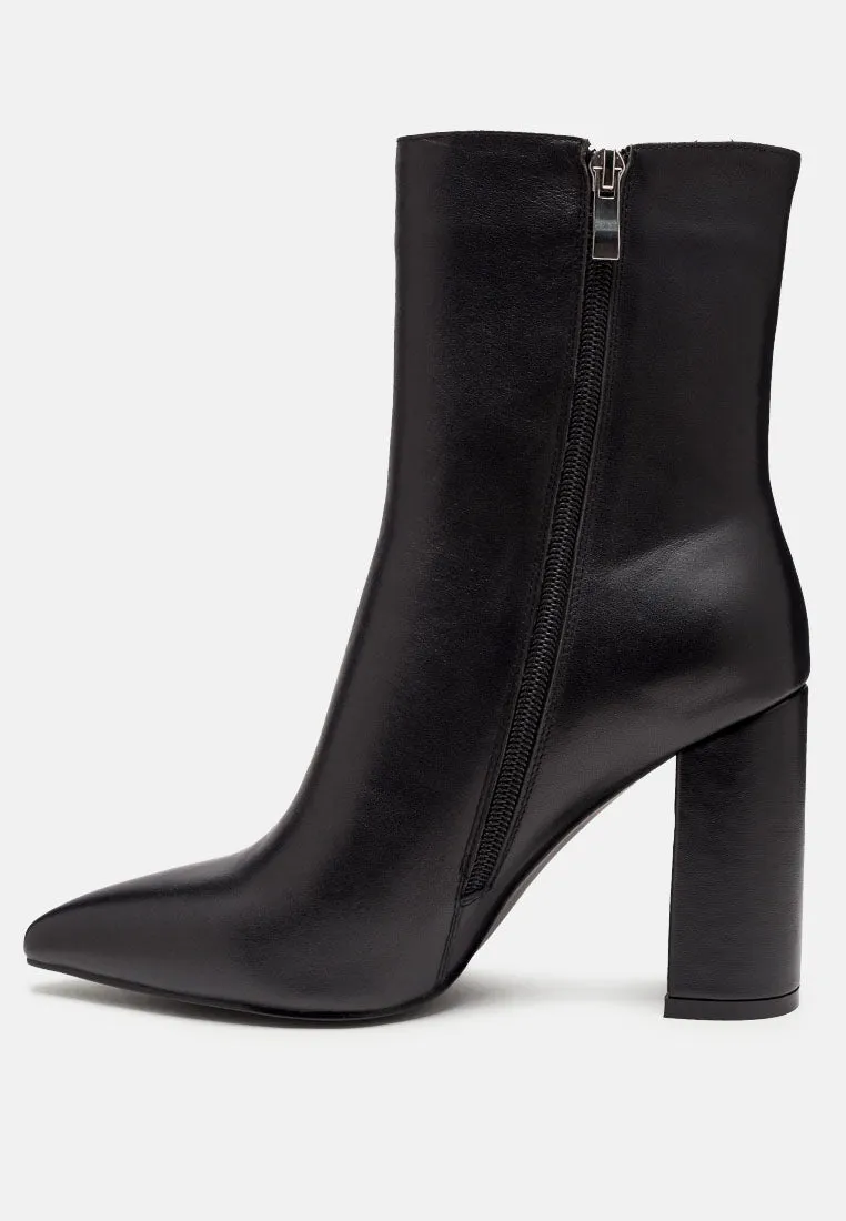 Block Heeled Leather Ankle Boot By Ruw