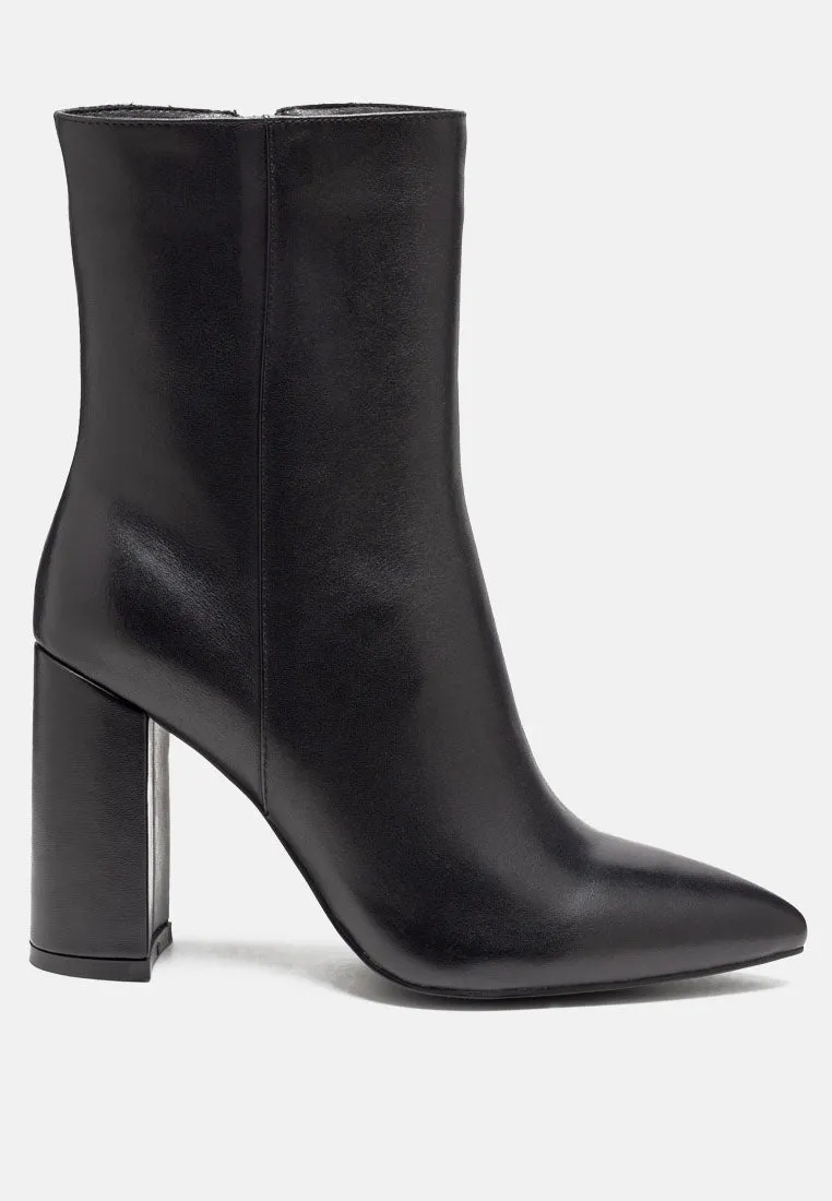 Block Heeled Leather Ankle Boot By Ruw