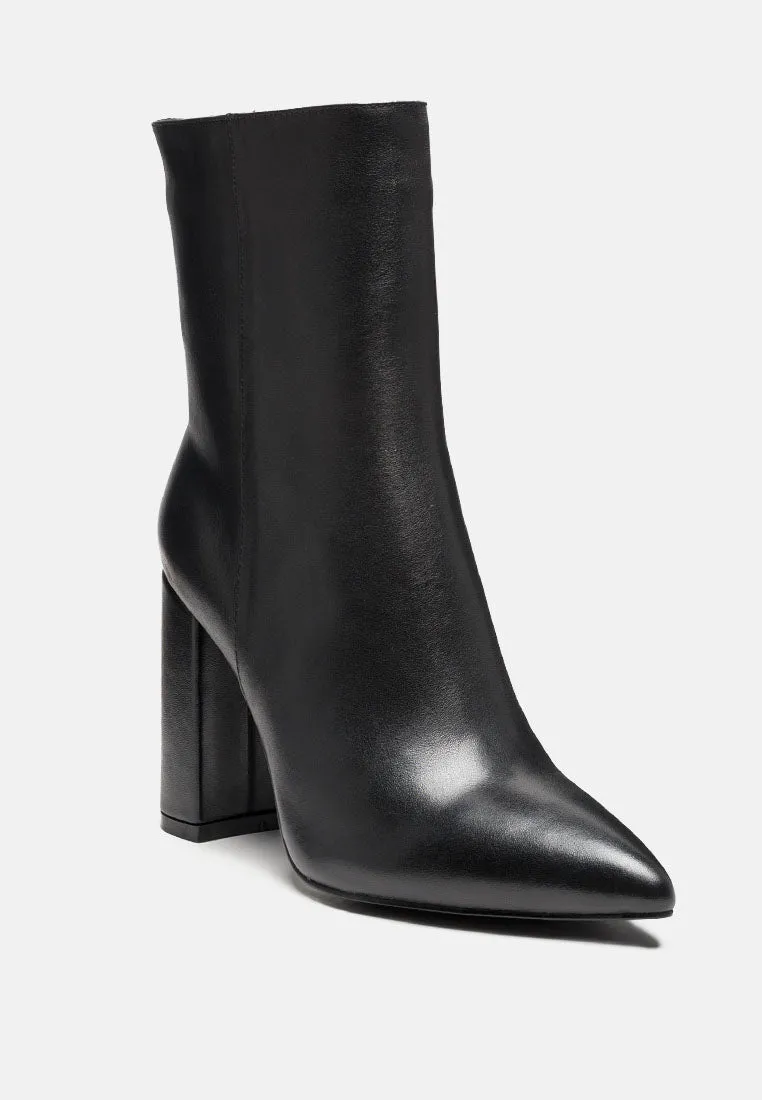 Block Heeled Leather Ankle Boot By Ruw