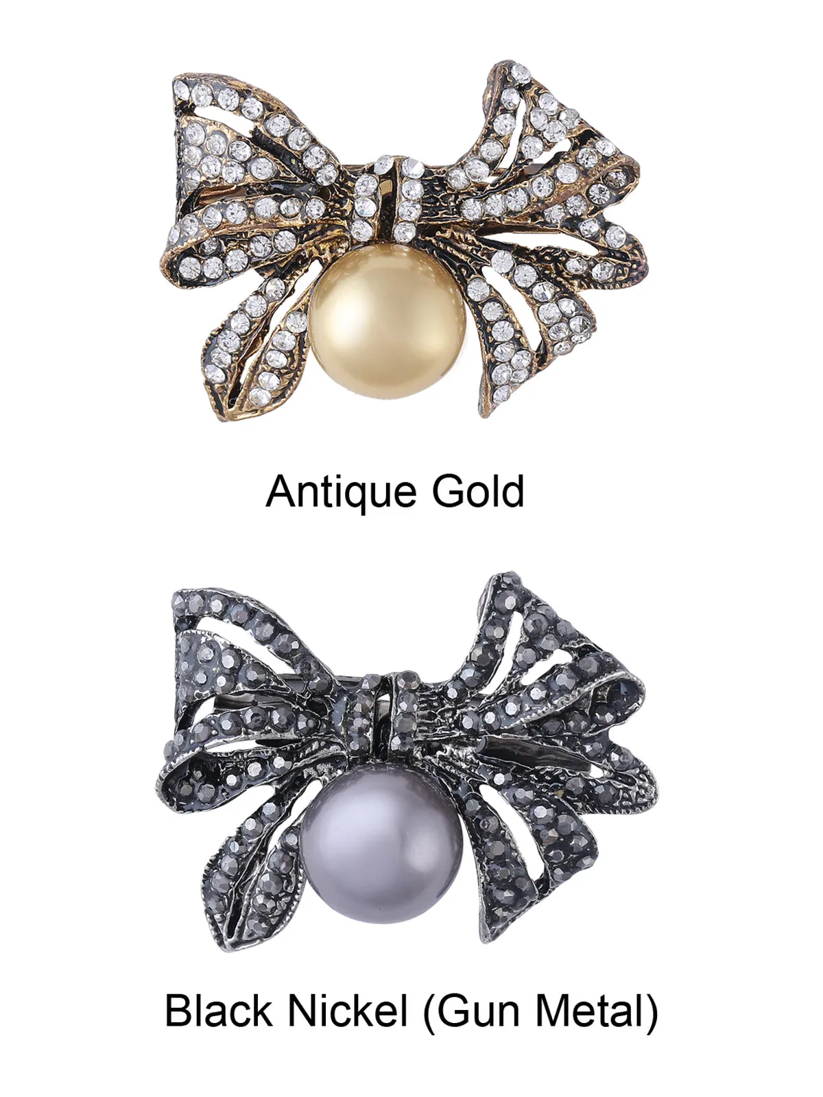 Bow-Knot Design Diamond And Pearl Exquisite Brooch Pin