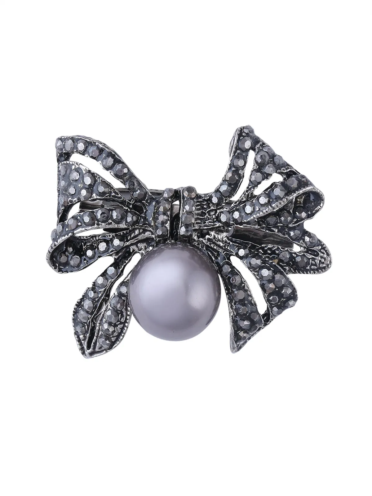 Bow-Knot Design Diamond And Pearl Exquisite Brooch Pin