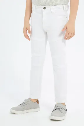 Boys White Biker Jeans