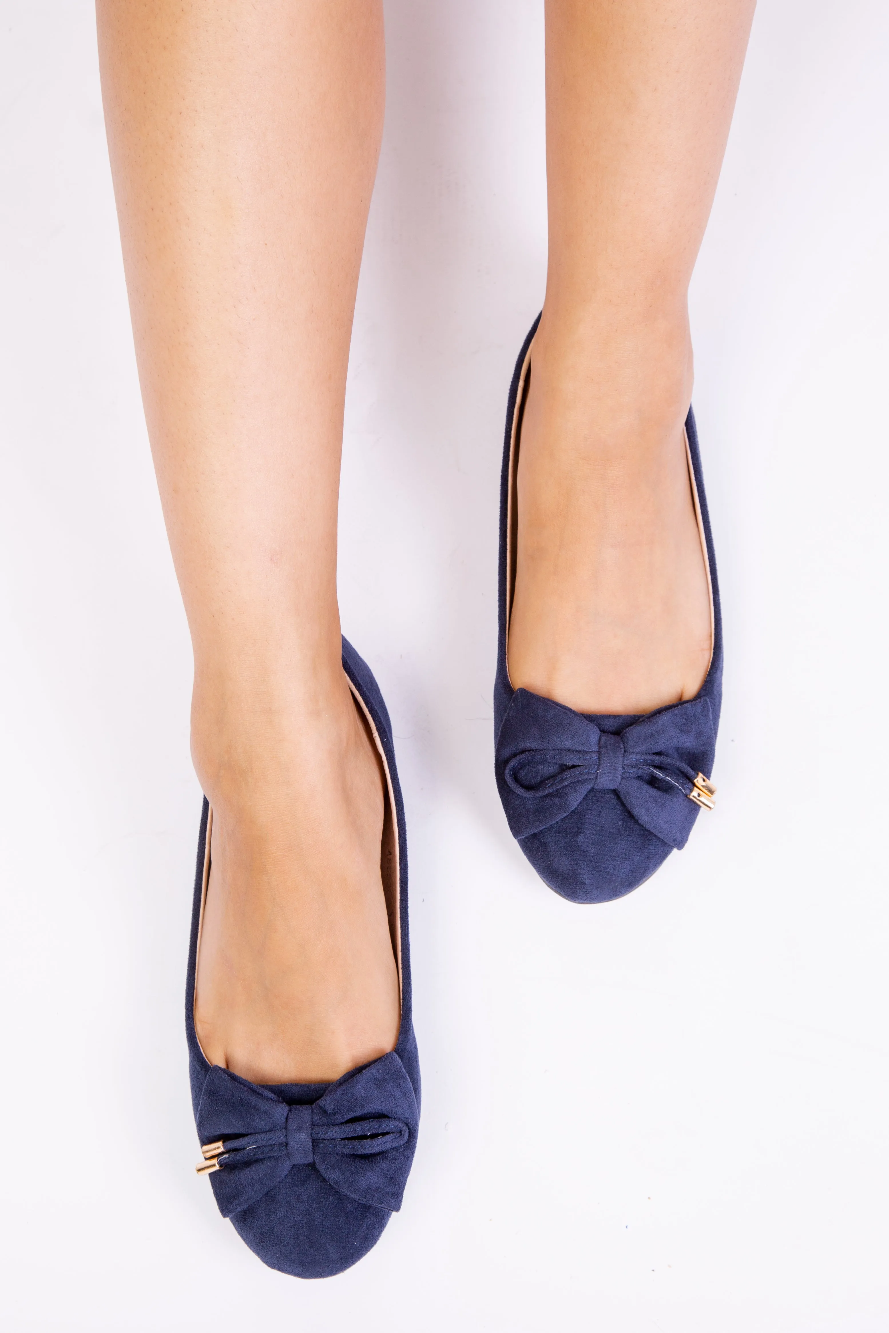 BRAE FORMAL FLAT SLIP ON PUMPS IN NAVY SUEDE