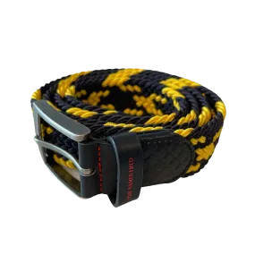 Braided Stretch Belt - Navy & Yellow