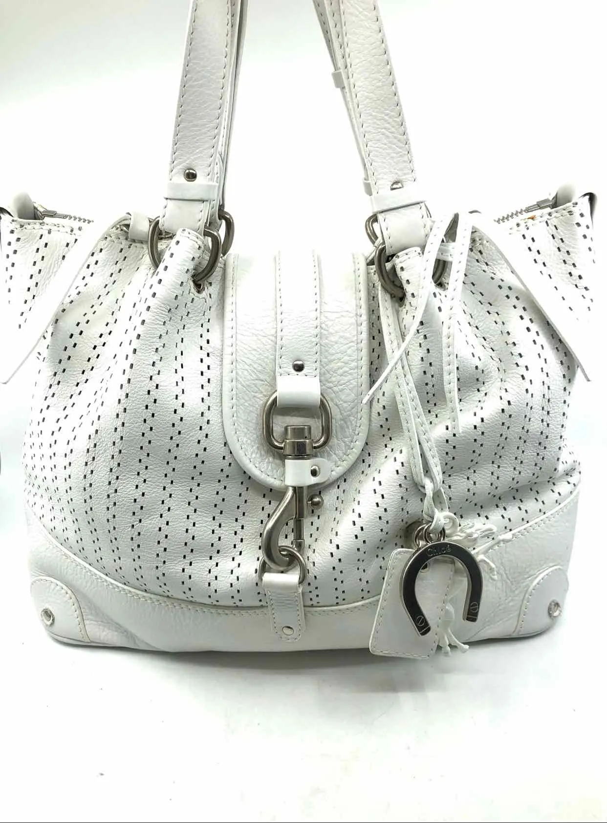 CHLOE White Perforated Handbag