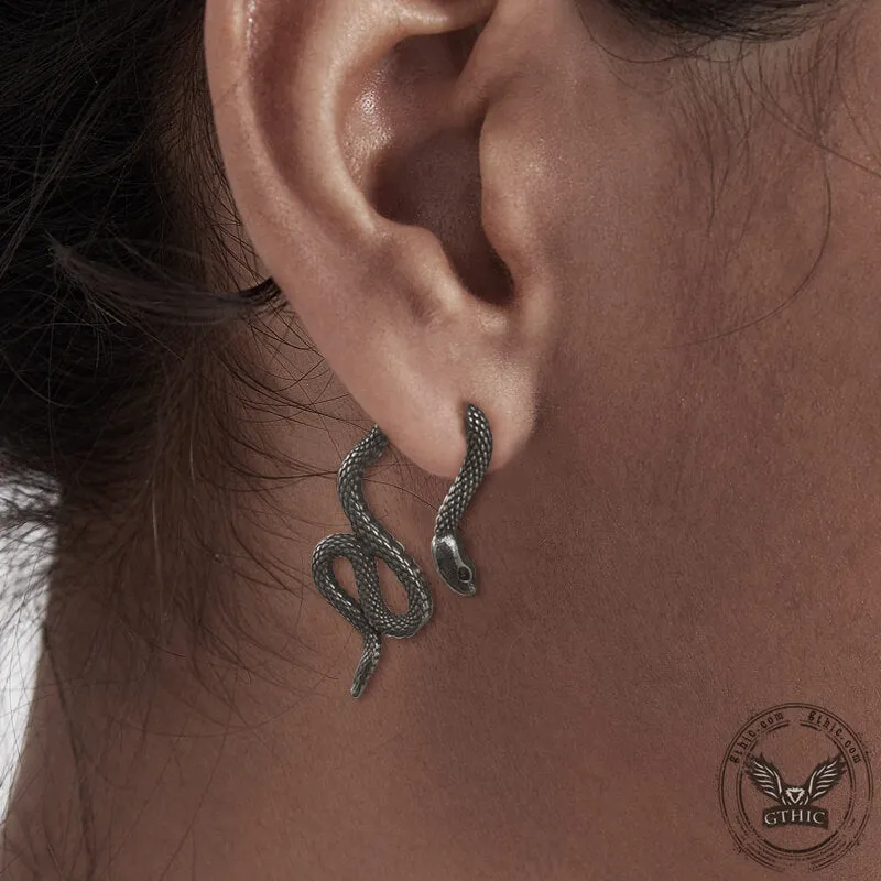 Coiled Snake Stainless Steel Earrings