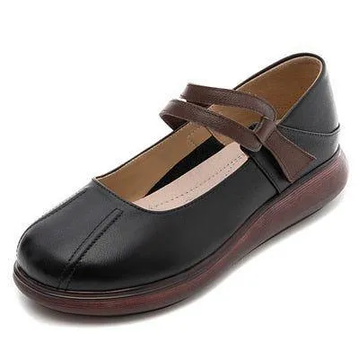 Comfortable Leather Thick-soled Flat Platform Women's Casual Shoes GCSZXC51