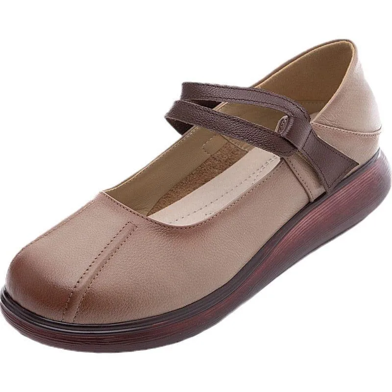 Comfortable Leather Thick-soled Flat Platform Women's Casual Shoes GCSZXC51