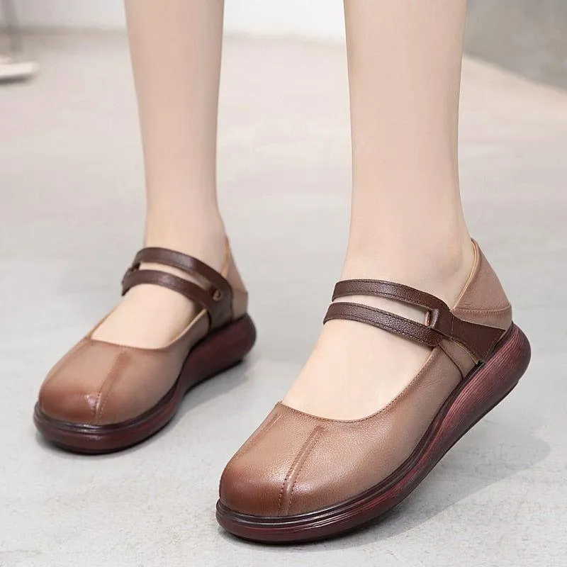 Comfortable Leather Thick-soled Flat Platform Women's Casual Shoes GCSZXC51