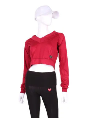 Dark Red Vee Crop Top