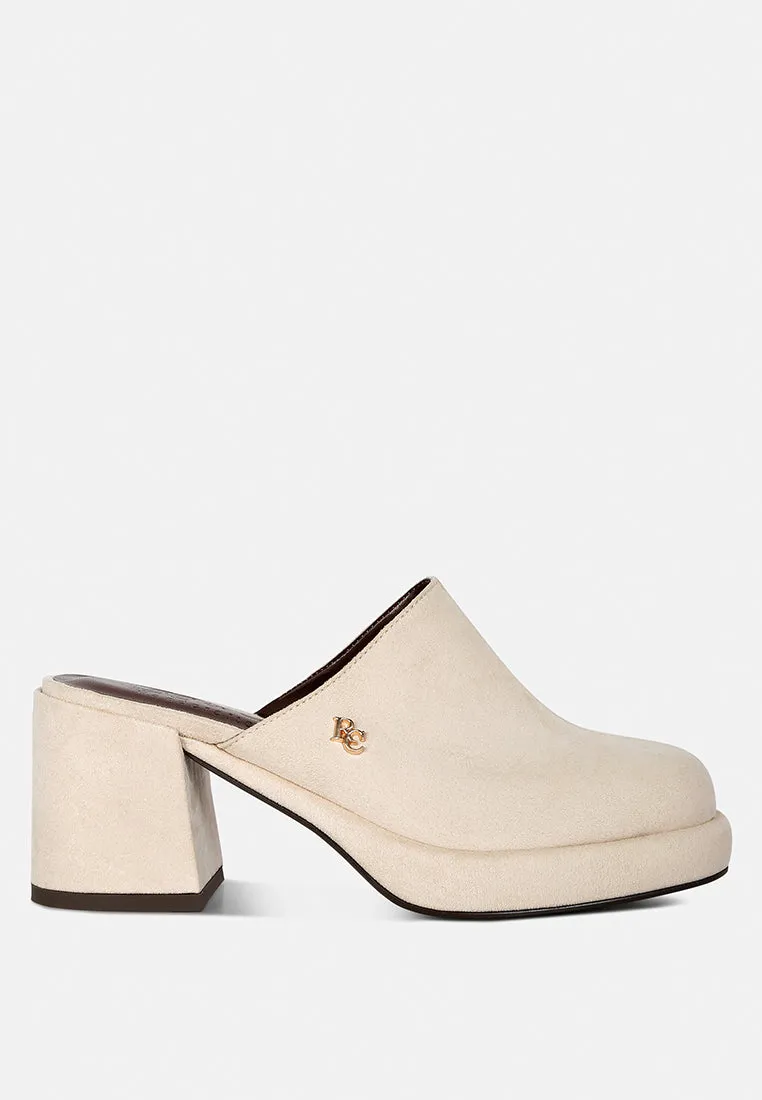 Delaunay Suede Heeled Mule Sandals By Ruw