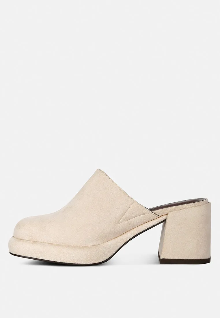 Delaunay Suede Heeled Mule Sandals By Ruw