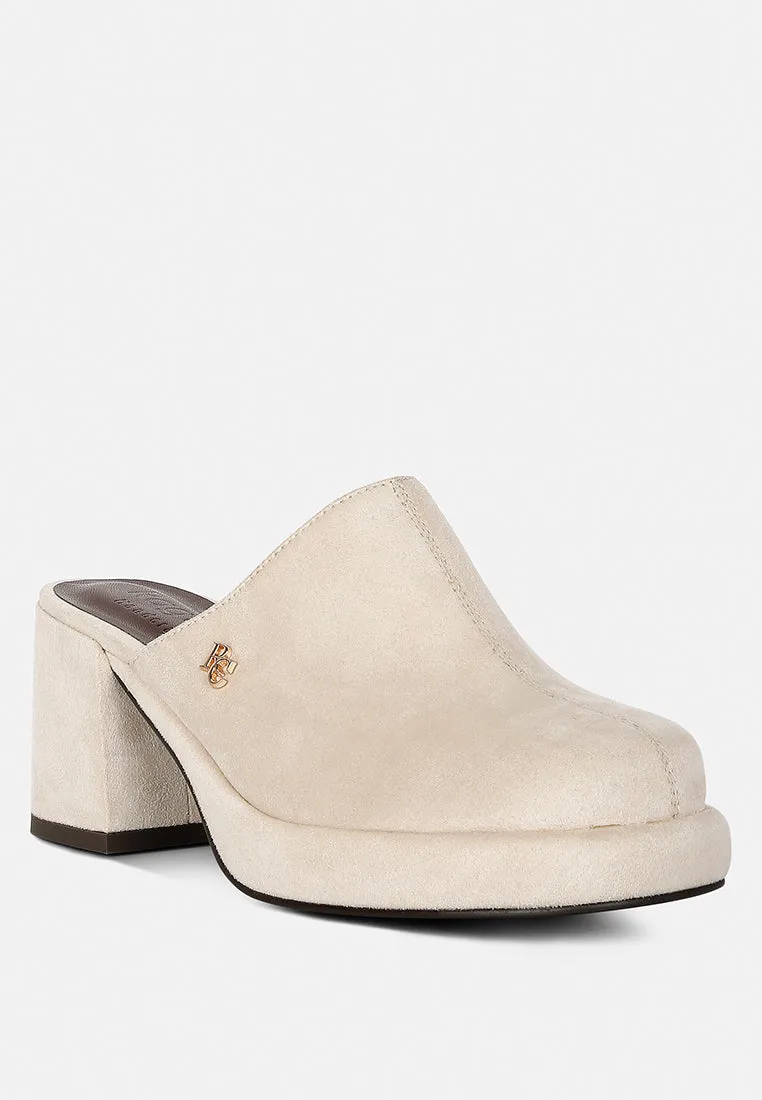 Delaunay Suede Heeled Mule Sandals By Ruw