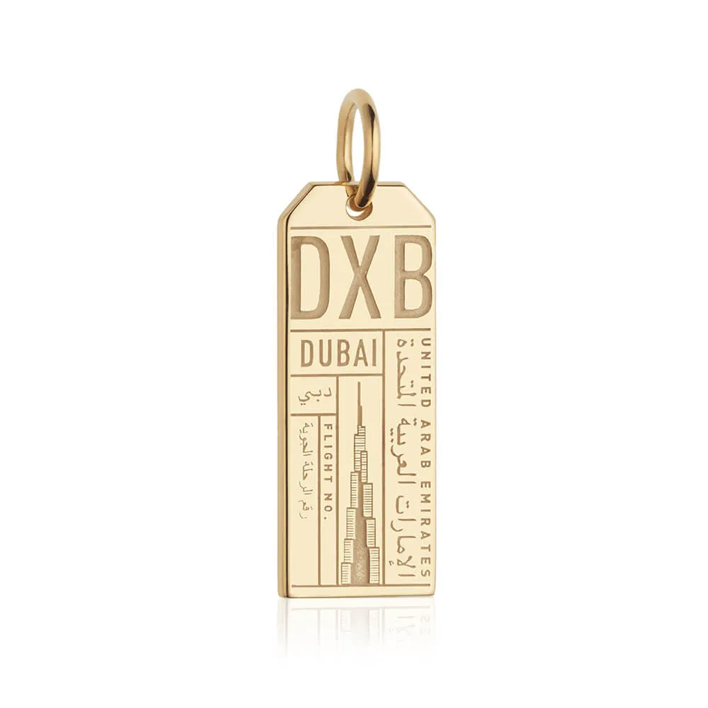 Dubai United Arab Emirates DXB Luggage Tag Charm Gold