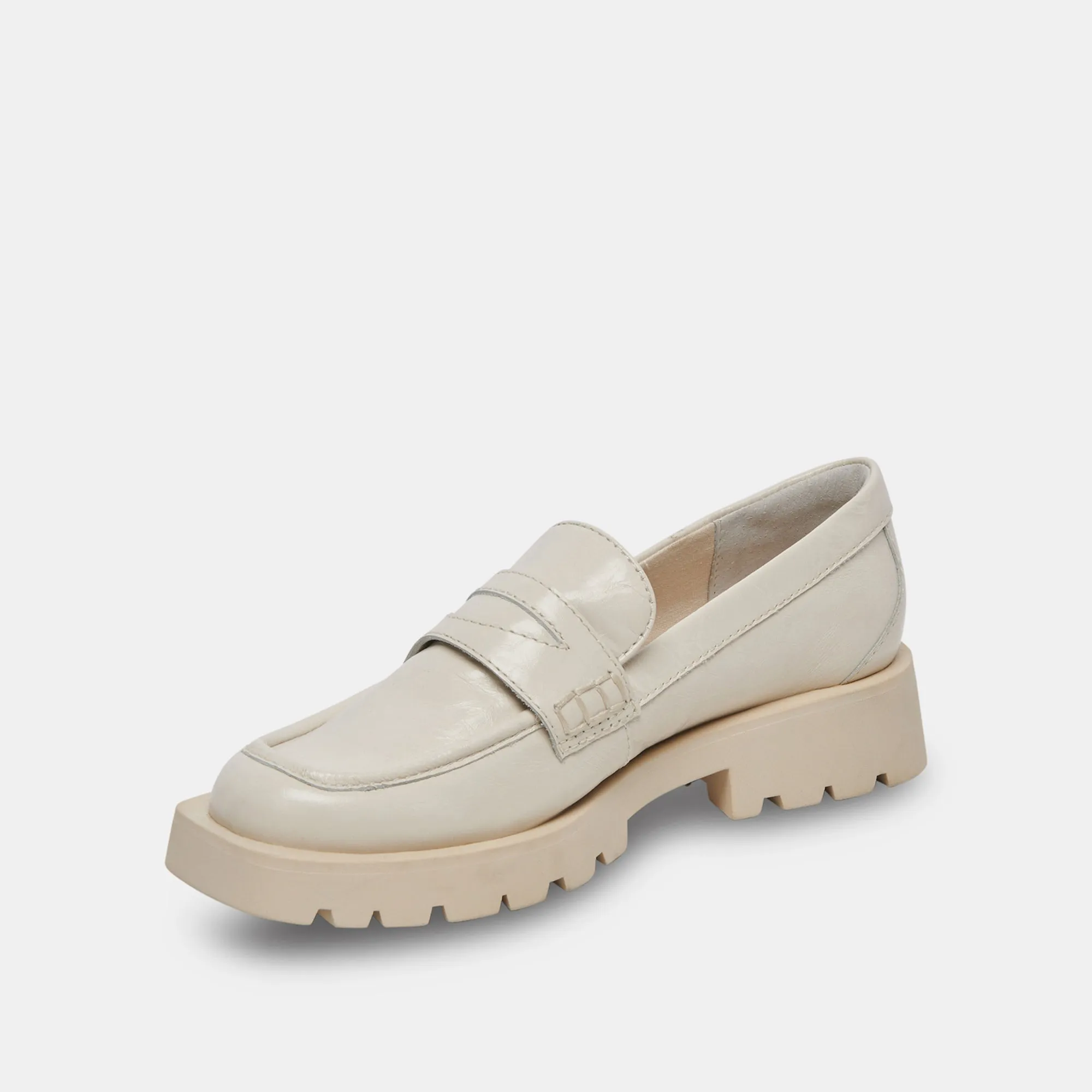 ELIAS WIDE FLATS OFF WHITE CRINKLE PATENT