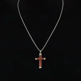 Eligio Stainless Steel Chain Necklace with Rosewood Crucifix