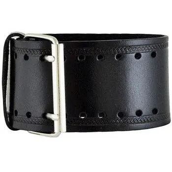 Embossed Perforated Black Leather Cuff