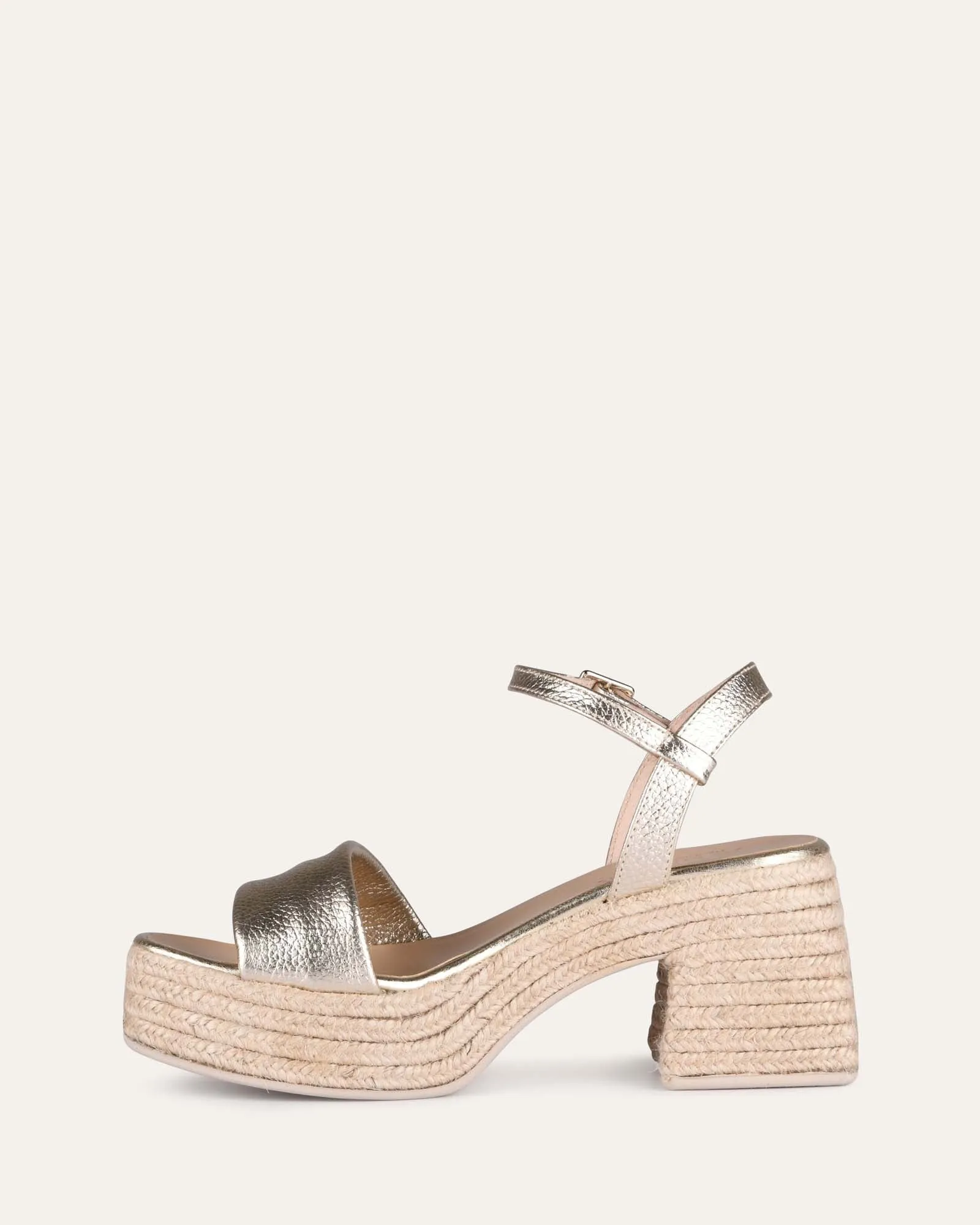 FAIRFAX HIGH HEEL ESPADRILLE SANDALS GOLD LEATHER