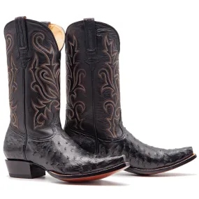 Full Quill Ostrich Boot in Black