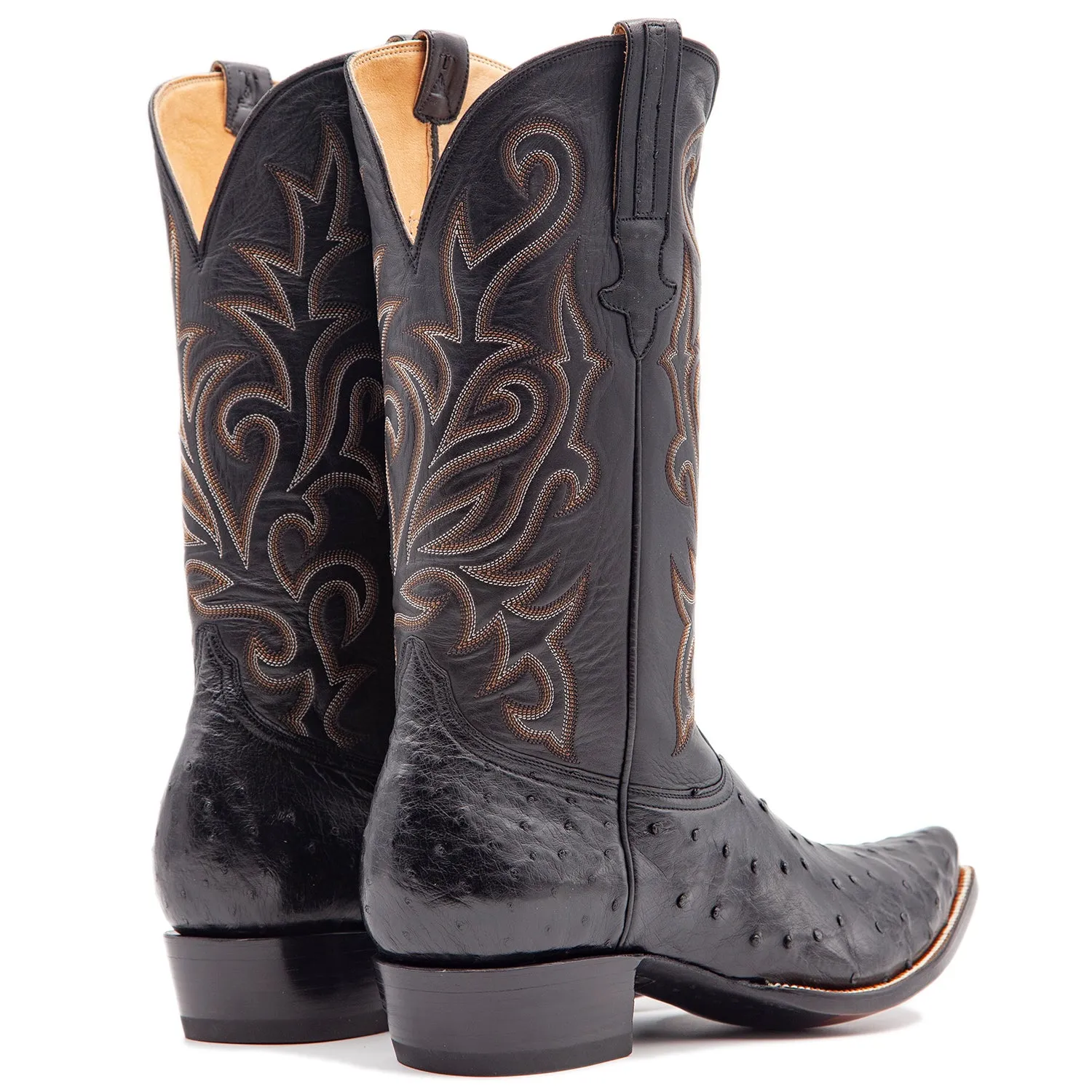 Full Quill Ostrich Boot in Black