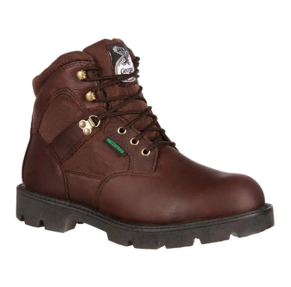 Georgia Boot Mens 6â€? Brown Steel Toe Waterproof Work Boot G105