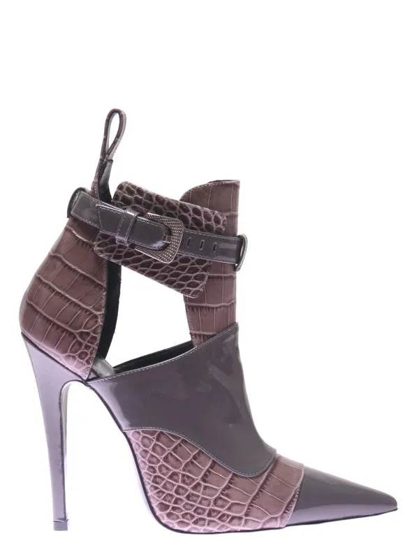 Grey Leather Ankle Boot