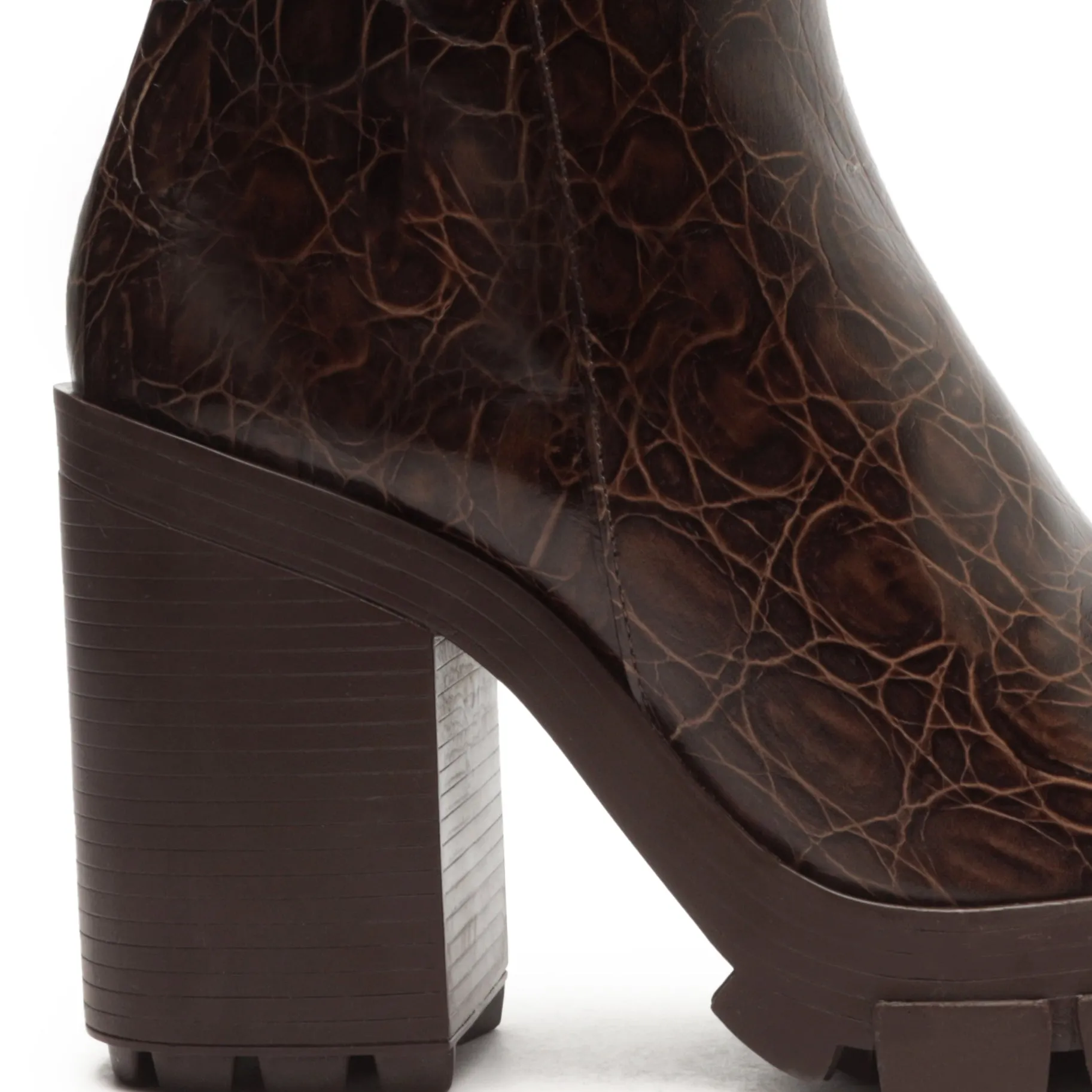 Gwendoline Crocodile-Embossed Leather Bootie